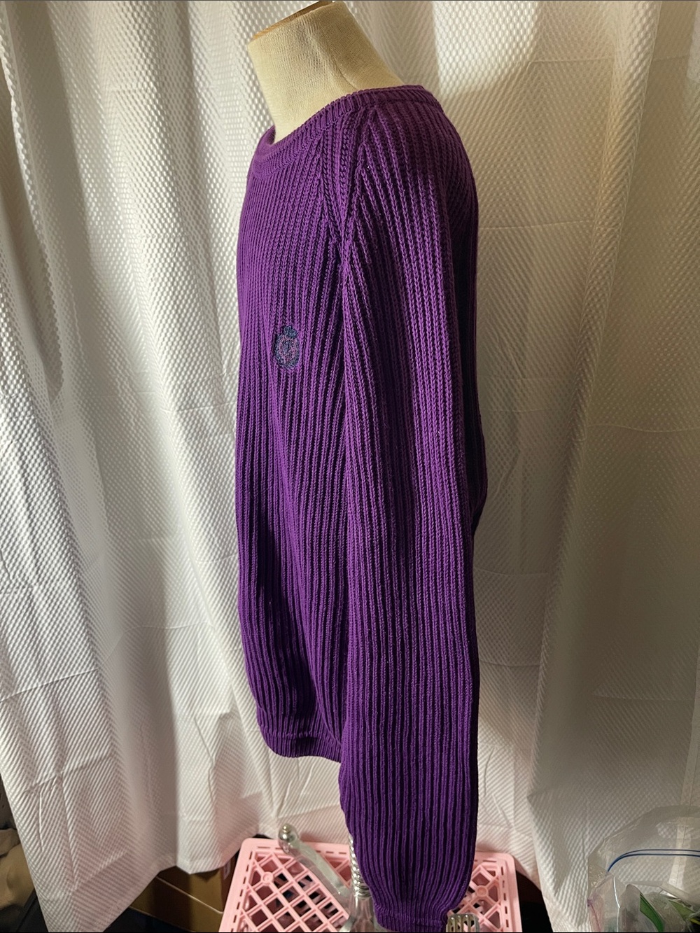 Chaps Ralph Lauren NWT Vintage Purple Ribbed Crewneck Sweater size medium - Picture 4 of 8